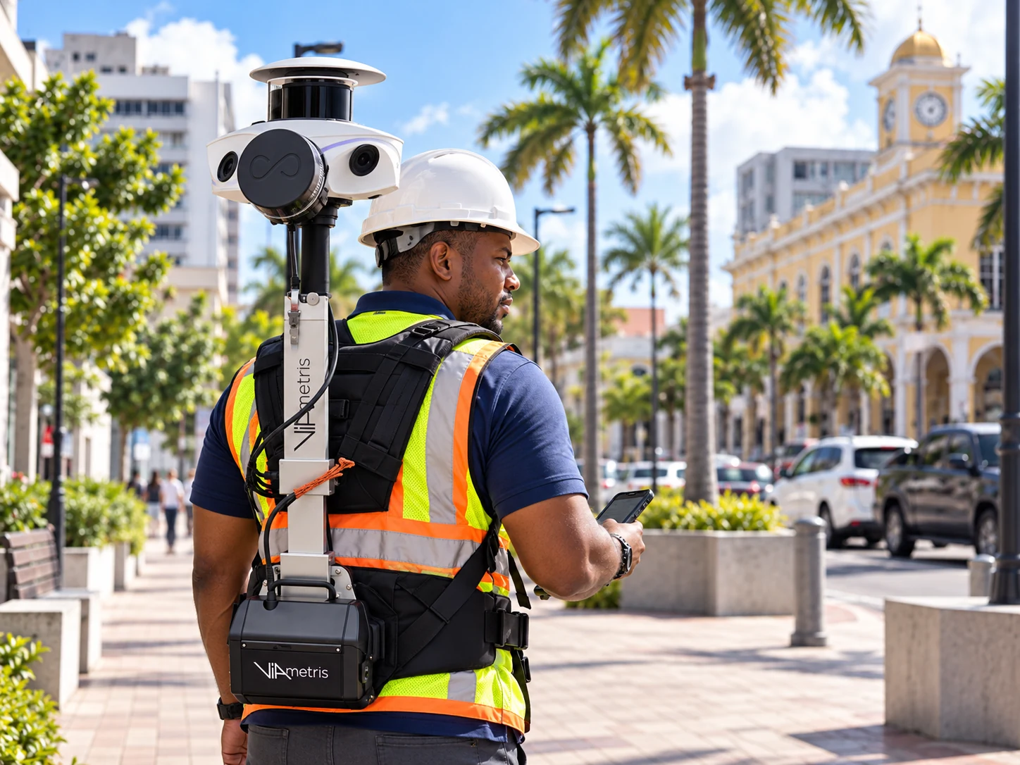 Technicien 2G TOPO équipé d’un scanner mobile 3D Viametris